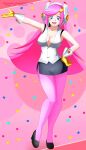  absurdres blue_eyes full_body gloves high_heels highres iharuluna kirby:_planet_robobot kirby_(series) long_hair looking_at_viewer pencil_skirt pink_hair skirt solo susie_(kirby) yellow_gloves 