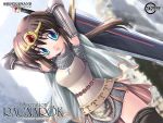 1girl blue_eyes brown_hair female ishihara_masumi knight ragnarok_online solo sword tagme wallpaper weapon 