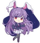  1girl animal_ears black_jacket black_thighhighs blush brown_footwear closed_mouth collared_shirt full_body iris_anemone jacket long_hair long_sleeves necktie pleated_skirt purple_hair rabbit_ears red_eyes red_necktie reisen_udongein_inaba shirt shoes sketch skirt smile solo thigh-highs touhou white_background white_shirt white_skirt 