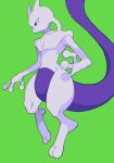  collarbone commentary from_side gogot green_background highres looking_down mewtwo no_humans pokemon pokemon_(creature) simple_background solo toes violet_eyes 