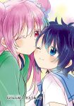  blue_hair dark_blue_hair highres kagisoratomiyaki kiss kissing_cheek koube_shio matsuzaka_satou 