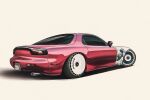  absurdres bokuya car commentary ground_vehicle highres kanagawa_okinami_ura license_plate mazda mazda_rx-7 motor_vehicle no_humans original sports_car 