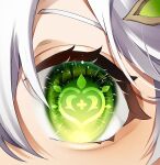  1girl eye_focus genshin_impact green_eyes looking_at_viewer nahida_(genshin_impact) solo tuki_tuki5 vision_(genshin_impact) white_hair 