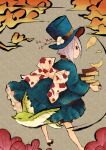  absurdres alternate_costume bird book flower hat highres japanese_clothes jashin-chan_dropkick kimono orange_clouds peko_unseen persephone_ii simple_background white_flower 