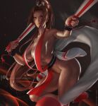  dead_or_alive highres pinup_(style) red_eyes red_lips shiranui_mai solo the_king_of_fighters uruka_18 white_nails 