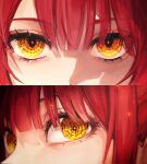  1girl 58_(opal_00_58) bangs blunt_bangs chainsaw_man close-up commentary eyelashes hair_over_one_eye highres looking_at_viewer makima_(chainsaw_man) nose redhead ringed_eyes sidelocks solo yellow_eyes 