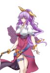  belt buttons hair_ribbon katana lowres non-web_source ponytail purple_hair ribbon sword violet_eyes watatsuki_no_yorihime weapon 