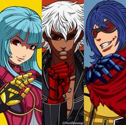  gloves highres k&#039;_(kof) k9999 krohnen kula_diamond modernkurii smile snk the_king_of_fighters the_king_of_fighters_2002 the_king_of_fighters_xv 