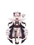  1girl black_skirt flat_chest frilled_sleeves frills highres horns legwear_garter long_hair official_art pale_skin phase_connect platform_footwear remilia_nephys ribbon skirt tail twintails virtual_youtuber waist_cape white_hair wings 