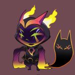  beseunaj-jamjaneun_gemdol-i chibi closed_mouth crystal_ball extra_eyes fire highres hood league_of_legends long_sleeves shadow vex_(league_of_legends) yellow_fire 