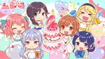  &gt;_&lt; 6+girls :d ^_^ aijou_karen anniversary aqua_background aqua_bow aqua_ribbon armpit_crease artist_request balloon bangs bare_arms bare_shoulders black_hair blonde_hair blue_bow blue_eyes blue_flower blue_hair blue_hairband blue_rose blunt_bangs blush bouquet bow brown_eyes brown_hair cake candle chibi chili_pepper closed_eyes closed_mouth confetti copyright_name cup dress dress_bow drink drinking_glass earrings fire flower food fruit grey_hair hair_bun hair_intakes hair_ornament hair_over_shoulder hair_ribbon hairband hairclip halter_dress halterneck hand_on_hip hand_up hands_up heart_balloon highres holding holding_bouquet holding_cup holding_party_popper holding_plate jewelry logo long_hair looking_at_viewer medium_hair multiple_girls official_alternate_costume official_alternate_hairstyle official_art ootsuki_aruru open_mouth outstretched_arms own_hands_together palms_together party_popper pearl_hair_ornament plate puffy_short_sleeves puffy_sleeves purple_flower purple_rose redhead ribbon rose see-through short_sleeves shoujo_kageki_revue_starlight shoujo_kageki_revue_starlight_-re_live- single_hair_bun sleeveless sleeveless_dress smile sparkle standing strawberry takachiho_stella tomoe_tamao two-tone_background two_side_up very_long_hair violet_eyes w_arms watermark white_background white_dress yanagi_koharu yellow_bow yukishiro_akira 