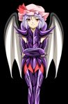  aries_shion_(cosplay) armor bat_wings boots cosplay crossover elbow_gloves hat lowres remilia_scarlet saint_seiya short_hair solo thigh_highs thighhighs touhou wings 
