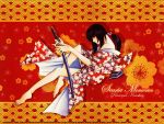 1girl black_hair katana kimono ponytail red_eyes rurouni_kenshin tagme