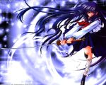  azuma_hazuki bandage blue long_hair seifuku sword yami_to_boushi_to_hon_no_tabibito 