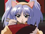  cat_ears catgirl eating food highres hoshino_ruri kidou_senkan_nadesico martian_successor_nadesico nadesico noodles ramen screencap twintails vector_trace 