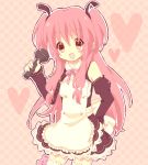  blush_stickers cosplay detached_sleeves dream_c_club fang kinako_(mai1112) long_hair microphone pink_eyes pink_hair thigh-highs thighhighs yui_(angel_beats!) 