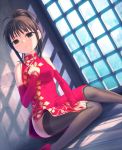  brown_hair china_dress chinadress chinese_clothes detached_sleeves genderswap hunter_series original thigh-highs thighhighs uni 