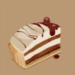  cake cake_slice chai_(drawingchisanne) chocolate dessert food food-themed_creature food_focus looking_at_viewer no_humans original simple_background tart_(food) 