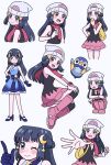  1girl bangs beanie black_shirt black_socks blonde_hair blue_eyes boots eyelashes hat highres hikari_(pokemon) kneehighs long_hair miin_(toukotouya) pink_skirt piplup pokemon pokemon_(anime) pokemon_(creature) pokemon_(game) pokemon_dppt_(anime) shirt skirt socks 