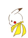  absurdres animal_focus bandana blush blush_stickers brown_eyes clothed_pokemon commentary_request derigoo from_side highres light_blush monochrome no_humans no_mouth nose_blush pikachu pokemon pokemon_(creature) profile simple_background sketch solo spot_color white_background yellow_bandana 
