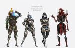 2boys 2girls android apex_legends ash_(titanfall_2) bandana black_eyes black_vest breasts cable clothed_robot crossed_arms full_body glowing glowing_eyes grey_background hood hood_up humanoid_robot kotone_a loincloth medium_breasts multiple_boys multiple_girls nessie_(respawn) phase_shift_pilot_(titanfall_2) pilot_(titanfall_2) plant red_bandana red_scarf revenant_(apex_legends) scarf science_fiction simulacrum_(titanfall) solid_eyes stim_pilot_(titanfall_2) stuffed_toy titanfall_(series) titanfall_2 trait_connection vest vines 
