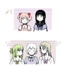  5girls akemi_homura alina_gray aqua_eyes azusa_mifuyu bangs black_hair blonde_hair blunt_ends blush breasts green_eyes green_hair grey_hair hair_between_eyes hair_ribbon hair_rings hairband height_difference kaname_madoka long_hair magia_record:_mahou_shoujo_madoka_magica_gaiden magical_girl mahou_shoujo_madoka_magica mizuna_girls&#039;_academy_school_uniform multicolored_hair multiple_girls parted_bangs pink_hair ribbon sakae_general_school_uniform school_uniform short_hair short_sleeves short_twintails sidelocks silverxp small_breasts smile straight_hair streaked_hair twintails violet_eyes yukino_kanae 