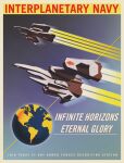  1950s_(style) absurdres earth_(planet) english_text highres mecha military no_humans original planet poster_(medium) retro_artstyle robot science_fiction spacecraft vehicle_focus w_a_v_e 
