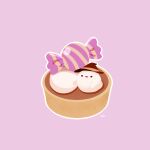  cake candy chai_(drawingchisanne) commentary_request cream dessert food food_focus halloween hat no_humans original pastry pink_background simple_background sitting_on_food tart_(food) witch_hat 