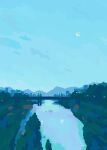  animated animated_gif bridge city crescent_moon moon mountainous_horizon night no_humans original outdoors pixel_art river scenery toyoi_yuuta 