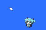  1girl aqua_eyes aqua_hair blue_background chibi cursor hatsune_miku nontao simple_background solo twintails vocaloid 