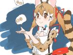  1girl animal animal_costume animal_ear_fluff animal_ears bow bowtie brown_eyes brown_hair cat_ears cat_girl cat_tail extra_ears highres kemono_friends kemono_friends_v_project large-spotted_genet_(kemono_friends) long_hair microphone multicolored_hair night ribbon sheep shirt simple_background skirt suspenders tail twintails virtual_youtuber y0whqzz8bkslezl 