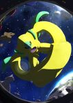  alternate_color blurry bokeh commentary_request deoxys deoxys_(defense) depth_of_field earth_(planet) ewokakukaede full_body highres looking_at_viewer no_humans outdoors planet pokemon pokemon_(creature) rayquaza shiny_pokemon space 