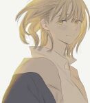  1girl backlighting blonde_hair blue_robe closed_mouth dungeon_meshi falin_thorden frs2 highres looking_at_viewer robe smile white_background yellow_eyes 