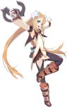  blue_eyes boots brown_hair flower long_hair marta_lualdi official_art pantyhose tales_of_(series) tales_of_symphonia thigh_highs twintails 