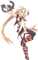  blue_eyes boots brown_hair flower long_hair marta_lualdi official_art pantyhose tales_of_(series) tales_of_symphonia thigh_highs twintails 