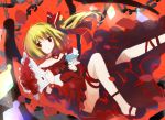  blonde_hair bouquet chain character_doll dress expressionless flandre_scarlet flower gochou_(comedia80) mary_janes red_dress red_eyes remilia_scarlet ribbon ribbon_choker rough shoes short_hair side_ponytail sketch solo thigh_ribbon touhou wings wrist_ribbon 