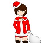 brown_eyes brown_hair christmas girl red_shirt short_hair tomboy