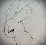 animal_focus artist_name closed_mouth commentary_request facial_mark forehead_mark from_side grey_background grey_theme greyscale half-closed_eyes jitome looking_at_viewer monochrome no_humans partial_commentary pokemon pokemon_(creature) profile shira_(sirairo116) signature simple_background sketch solo twitter_username umbreon upper_body 
