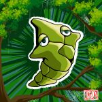  artist_logo artist_name branch cocoon colored_skin full_body green_background green_skin highres inker_dog leaf monster no_humans non-web_source outline pokemon pokemon_(creature) pokemon_(game) self_upload silk spider_web tree 