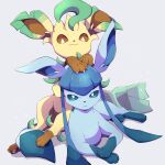  :3 animal_focus blue_eyes bright_pupils brown_eyes claws closed_mouth commentary_request frown glaceon highres ktyon3 leafeon no_humans pokemon pokemon_(creature) sitting smile white_pupils 