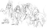 4girls antlers bangs bespectacled blunt_bangs branch breasts ceres_fauna chain eus_ing formal glasses hair_intakes hair_ornament halo highres holding holding_notepad hololive hololive_english long_hair monochrome monster_girl multiple_girls nanashi_mumei necktie ninomae_ina&#039;nis notepad ouro_kronii pointy_ears short_hair sidelocks suit syringe talons tentacle_hair very_long_hair virtual_youtuber wings