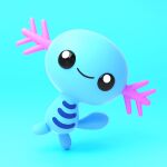 3d black_eyes blue_background closed_mouth commentary english_commentary full_body gradient_background highres looking_at_viewer no_humans pokemon pokemon_(creature) puffcakerosie simple_background smile solo standing standing_on_one_leg wooper zbrush_(medium)