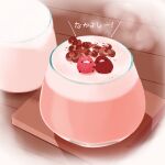 bird chai_(drawingchisanne) chocolate cup dessert food food-themed_creature food_focus fruit no_humans on_food original raspberry steam sweets_bird table undersized_animal