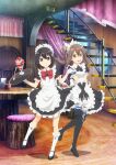 2girls absurdres black_eyes black_hair bob_cut boots brown_eyes brown_hair highres itai_no_wa_iya_nano_de_bougyoryoku_ni_kyokufuri_shitai_to_omoimasu maid maid_headdress maple_(bofuri) multiple_girls official_art red_ribbon ribbon sally_(bofuri) short_hair strawberry_parfait thigh-highs thighhighs_under_boots