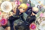 blonde_hair choker d4dj dress open_mouth short_hair shorts smile tsukimiyama_nagisa yellow_eyes yorha_no._9_type_s