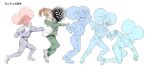 afro_puffs broken_ribs chuatury_panlunch gundam gundam_suisei_no_majo highres moudoku_(decopon3rd) multiple_boys pink_hair punching spacesuit the_king_of_fighters