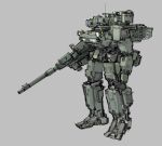 clenched_hand english_commentary gradient gradient_background grey_background gun highres holding holding_gun holding_weapon mecha no_humans original radio_antenna rifle robot science_fiction sketch solo weapon xerbatt