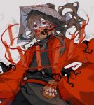 1boy bangs belt bright_pupils chinese_clothes chinese_commentary commentary_request dao_gui_yi_xian hair_between_eyes hanfu hat highres li_huowang long_hair long_sleeves male_focus red_belt red_eyes red_pupils solo tentacles youzaiyouzai143