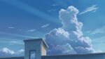 absurdres blue_sky blue_theme building cloud clouds cloudy_sky cumulonimbus_cloud day didikaka highres industrial_pipe no_humans original outdoors safe scenery shadow sky