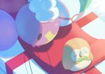 balloon bird closed_eyes commentary_request drifloon looking_down mokukitusui no_humans nose_bubble owl pokemon pokemon_(creature) rowlet safe sleeping solid_oval_eyes